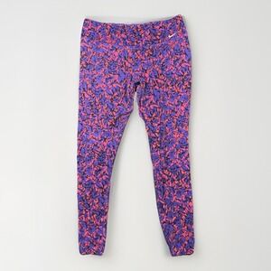Nike Dri Fit Leggings Women XL Purple Pink Abstract Athletic Training Athleisure